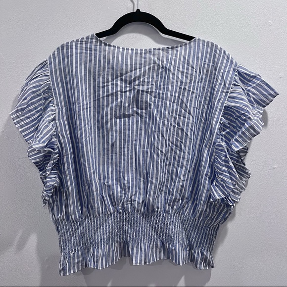 Madewell Flutter-Sleeve Smocked Top in Stripe - Picture 7 of 9